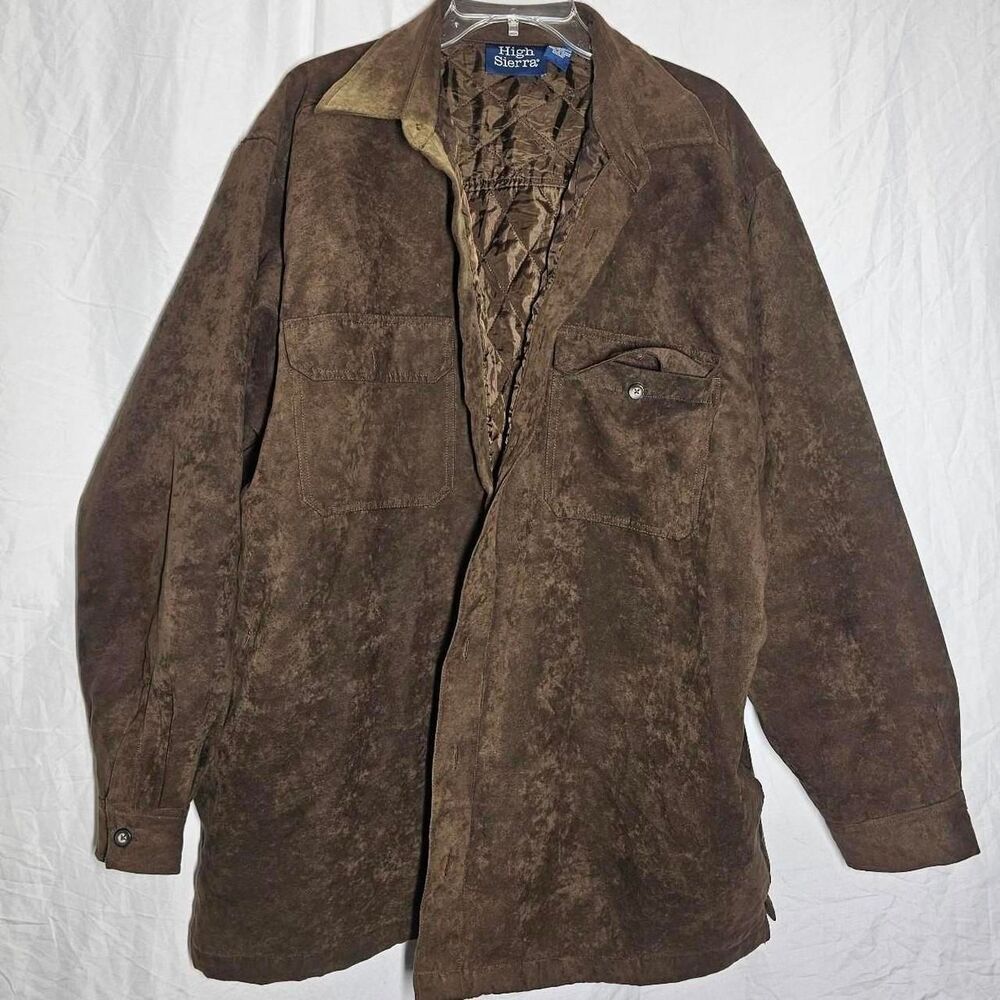 vintage y2k 90s brown faux suede high sierra jacket